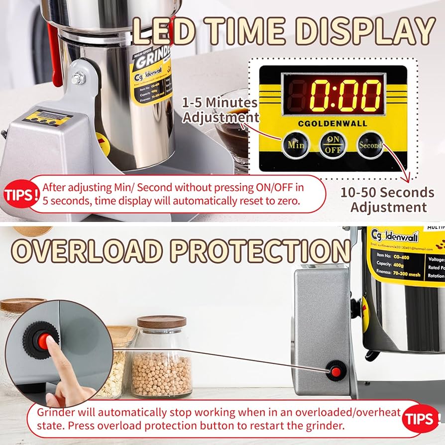 電動製粉機 HC-800 800ml 180W Amazon.co.jp: CGOLDENWALL LED表示粉末