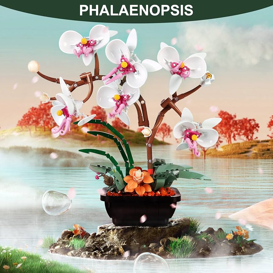JAKI 29012 Orchid Flowers Building Kit, DIY Creative Botanical