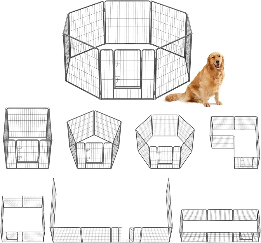 Amazon | FEANDREA ペットサークル 大型犬用 中型犬用 ペットフェンス