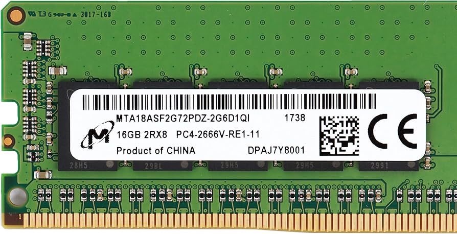 MICRON 16GB PC4-2666V-R Registered ECC 2RX8 Memory RDIMM
