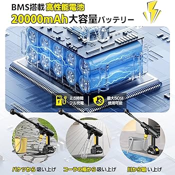 Amazon | 【2026新登場強化版】高圧洗浄機 コードレス 充電式