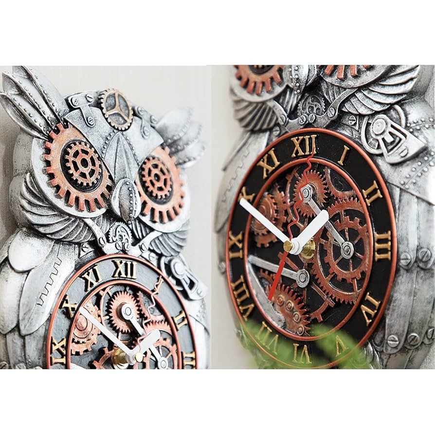 美濃焼 愛嬌のある陶器のふくろうの掛け時計 陶器のインテリア時計