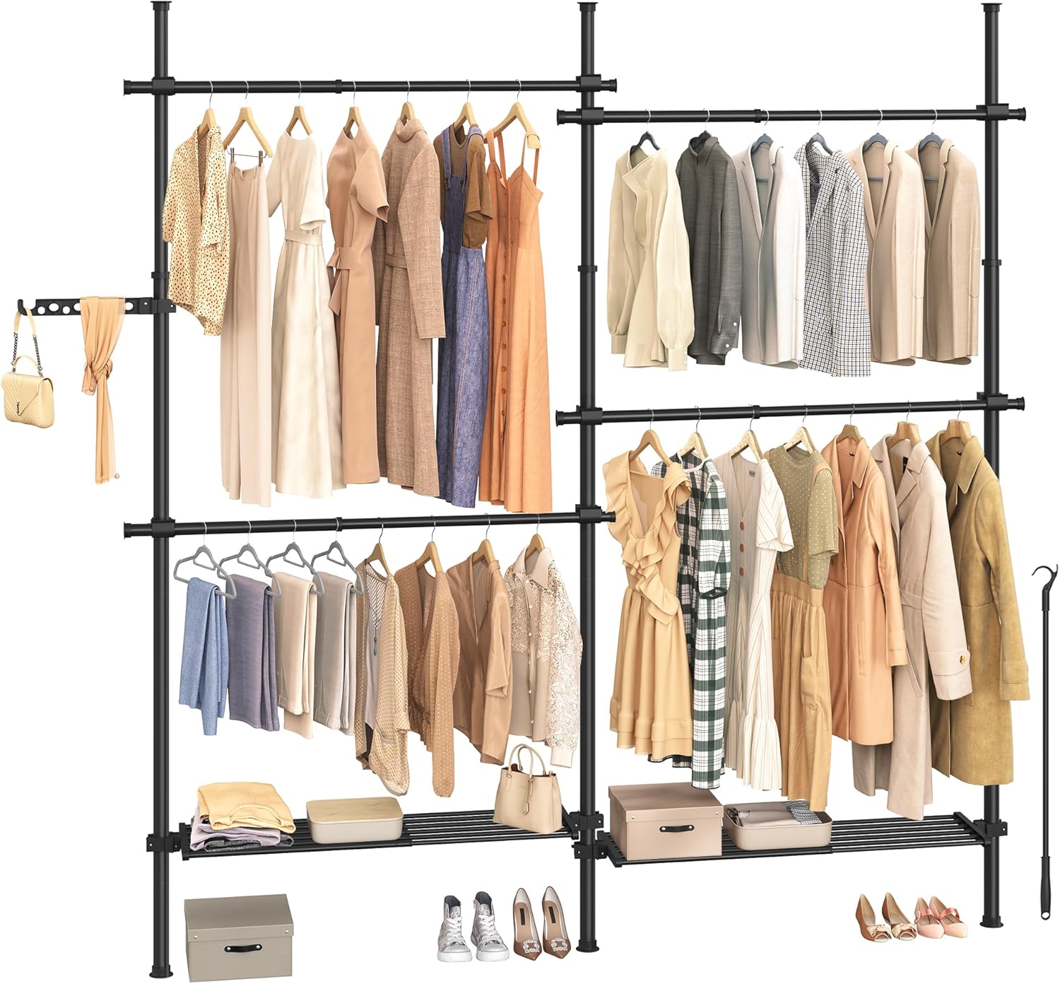 洋書スタイル】木とアイアンのハンガーラック 洋書スタイル】木と