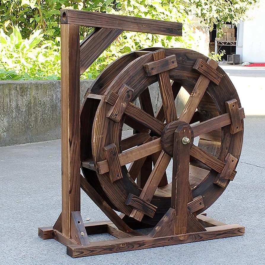 Amazon.co.jp: 風水ホイール水車風車水装飾品ポンプ付き木製水車噴水