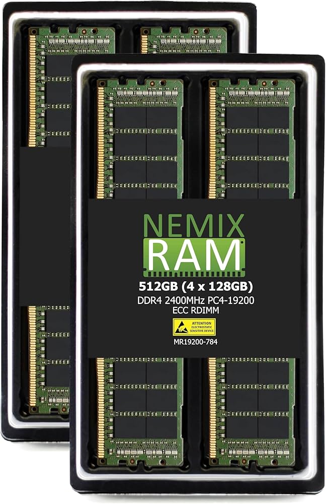 NEMIX RAM 512GB (4X128GB) DDR4 2400MHZ PC4-19200 8Rx4 1.2V CL17