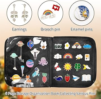 Amazon | BOHEMIABY 黒 ピンバッジ ケース, 6ページ 缶バッジ