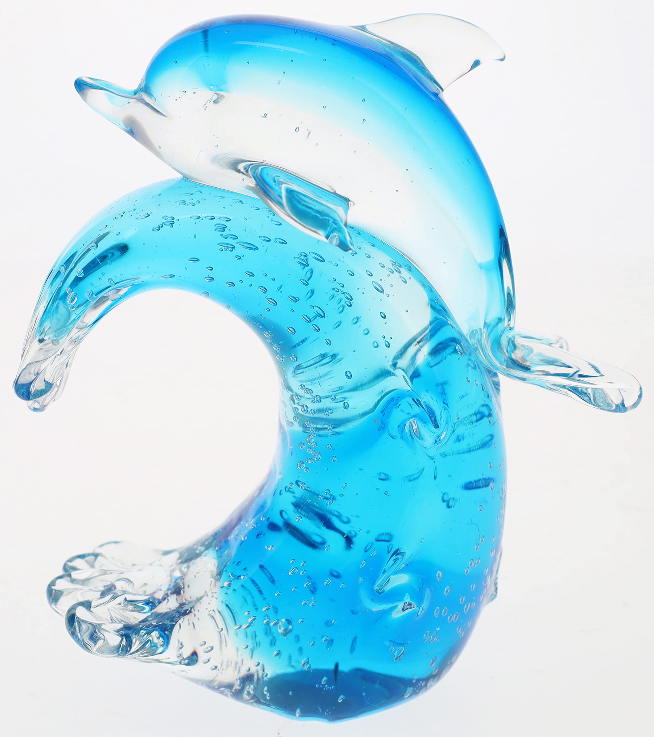 Baccarat 青色ガラス製イルカの彫刻 Baccarat 青色ガラス製イルカの