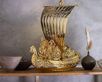 Amazon.co.jp: 開運 七福宝船 37cm（金メッキ/24金）＿置物 七福神
