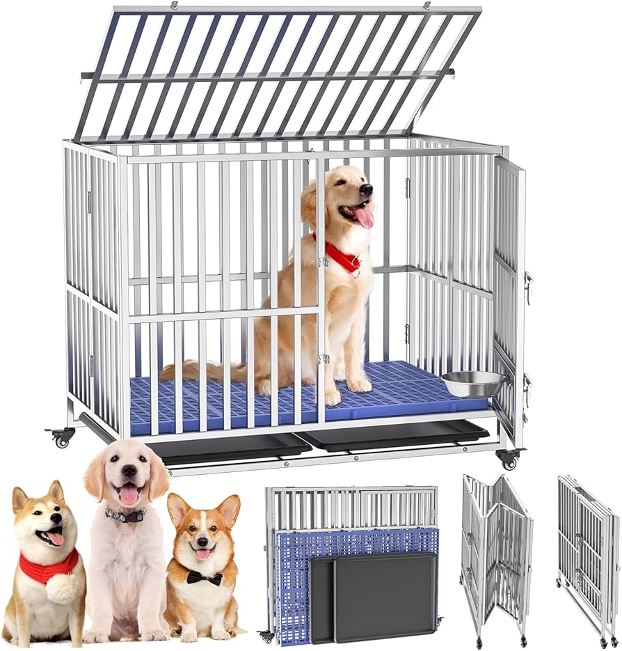 Amazon.co.jp: Xverycan 大型犬 ケージ ステンレス鋼製 折りたたみ式