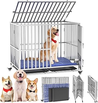 Amazon.co.jp: Xverycan 大型犬 ケージ ステンレス鋼製 折りたたみ式