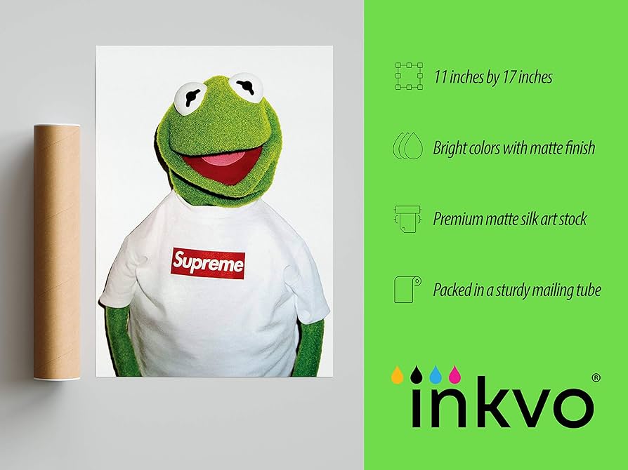 Pôster Supreme Kermit The Frog – 28 x 43 cm – Pôster fosco de