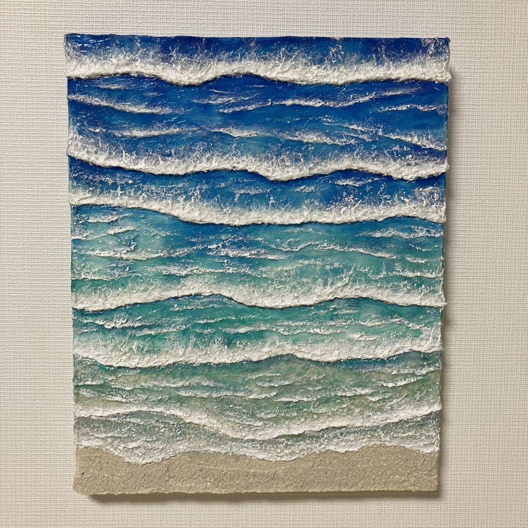 65.2×53cm 海の風景 テクスチャーアート 海の絵 海 海アート 65.2×53cm
