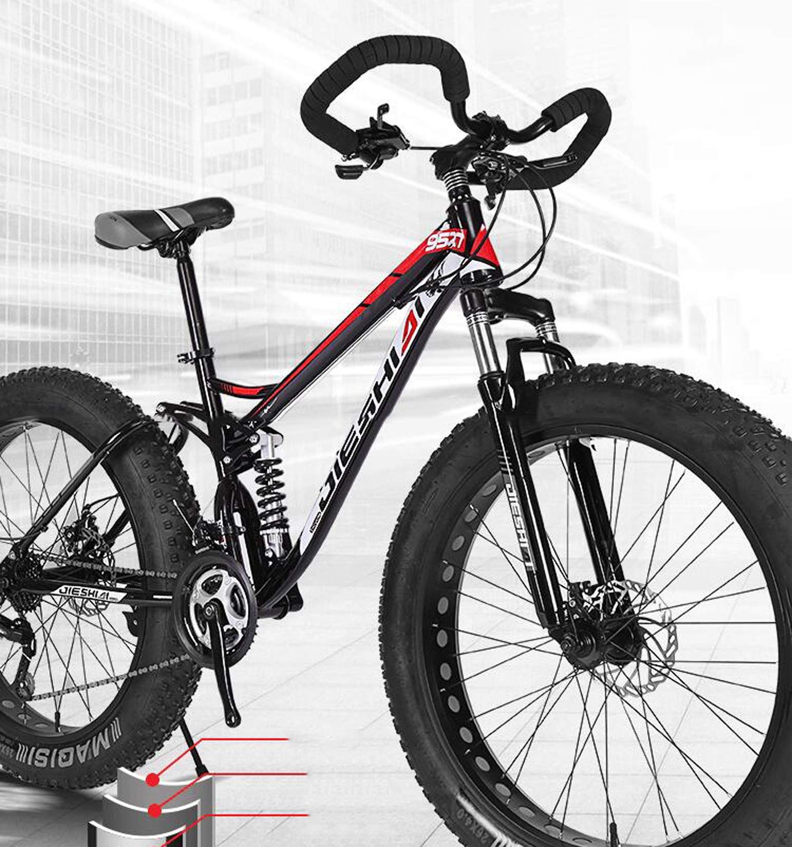 Amazon | ファットタイヤバイク26インチメンズマウンテンバイクダブル