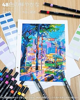 Amazon | JusArt アクリルマーカーペン 48色セット ペイントマーカー