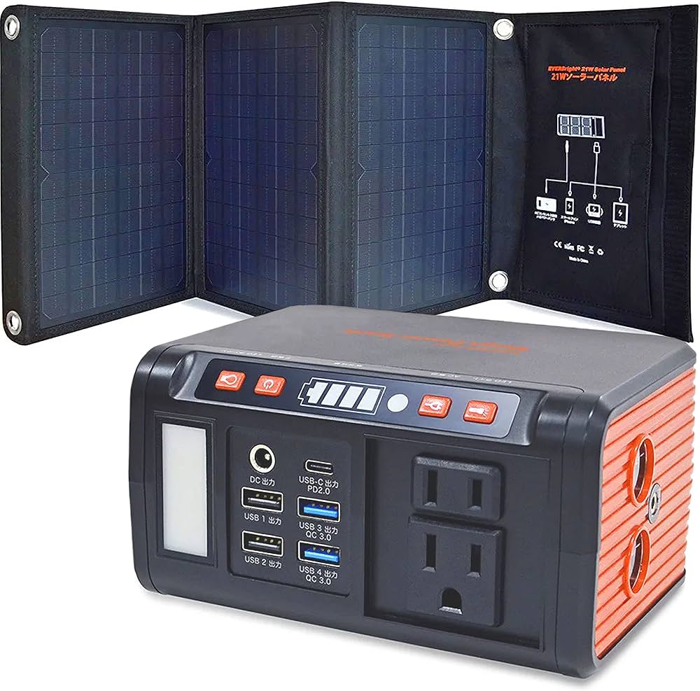 Amazon.co.jp: エバーブライト メガパワーバンクとソーラーパネルの