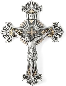 Amazon.co.jp: BCカトリック聖ベネディクト十字架壁十字架、エレガント