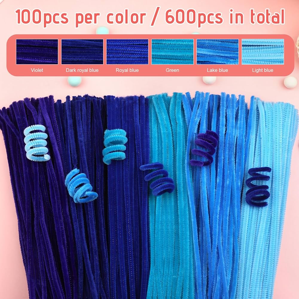Amazon.com: Zlulary 600 PCS Pipe Cleaner, Blue Pipe Cleaners