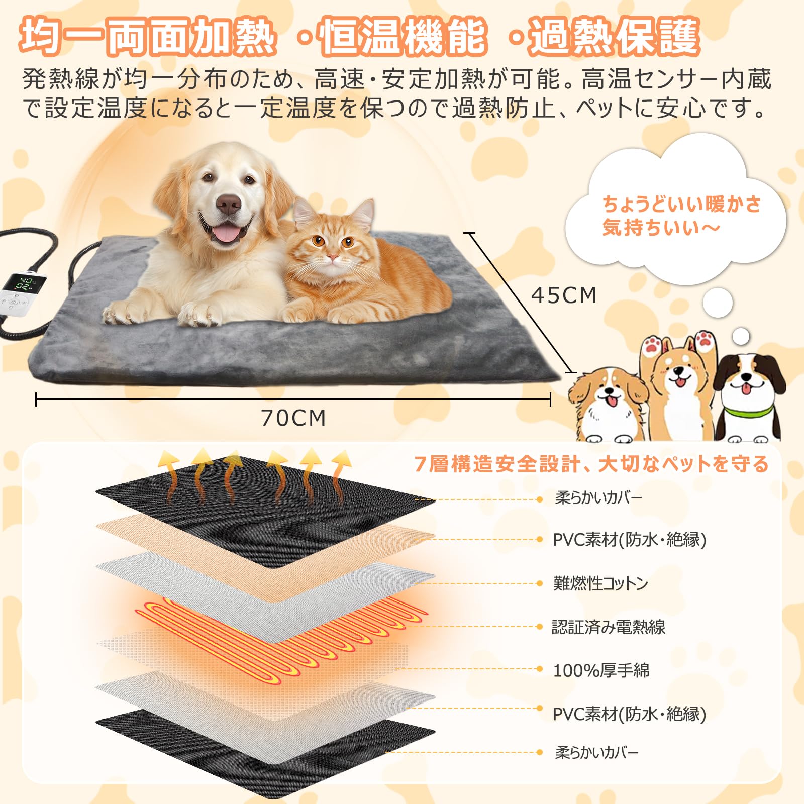 ペット用ホットカーペット【2025年強化版ペット専門家铃木監修