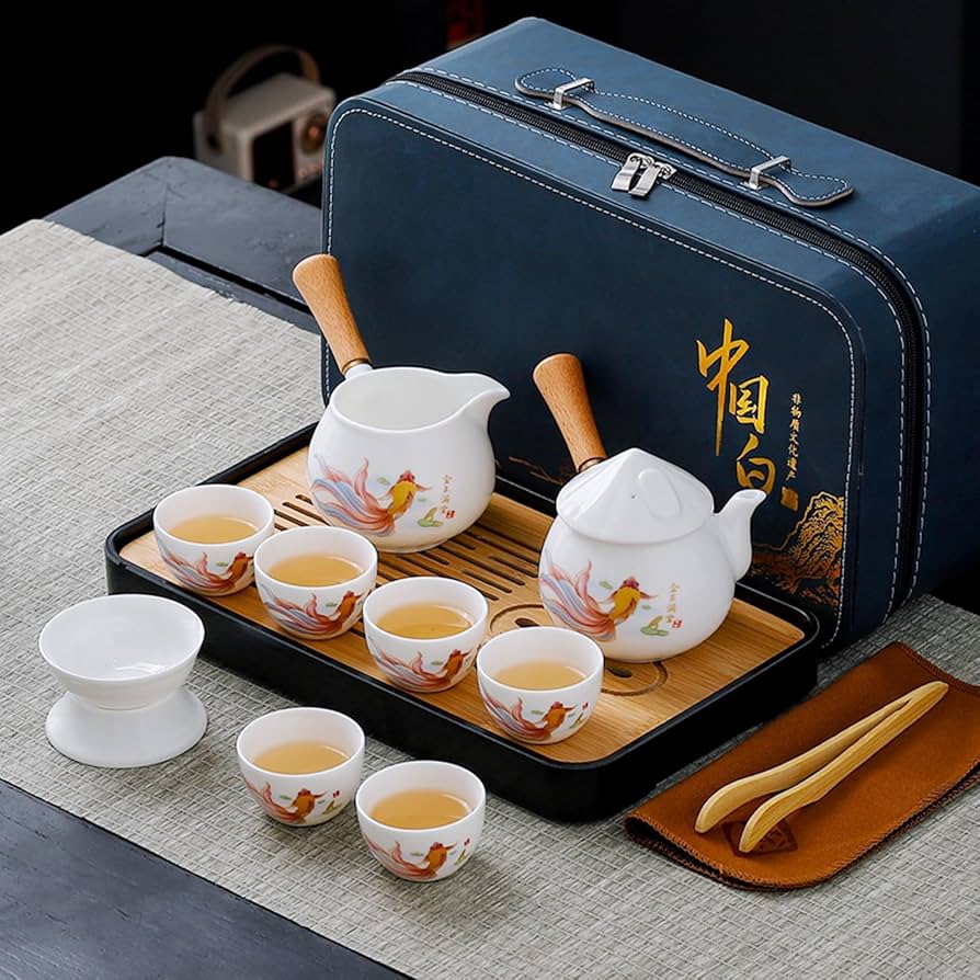 Amazon.co.jp: 中国茶セット、ホワイトジェイドティーセット、ゴン