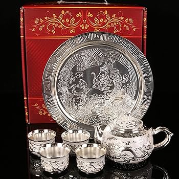 Amazon | ティーポット アンティーク ブロンズティーセット 龍 1トレイ