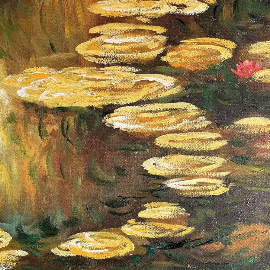 ☆秀作☆ 手書き油絵 クロード・モネ 睡蓮 日本の橋 額付 肉筆絵画 油彩