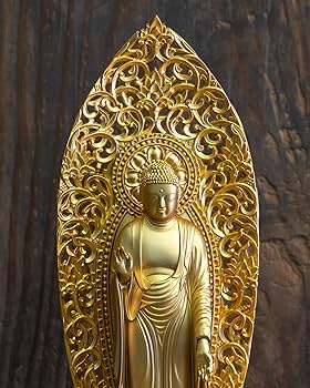 Amazon｜仏像 阿弥陀如来 25cm(金メッキ/24金) 仏師：松久朋琳 原型＿