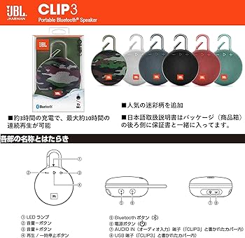 Amazon.co.jp: JBL CLIP3 Bluetoothスピーカー IPX7防水/パッシブ