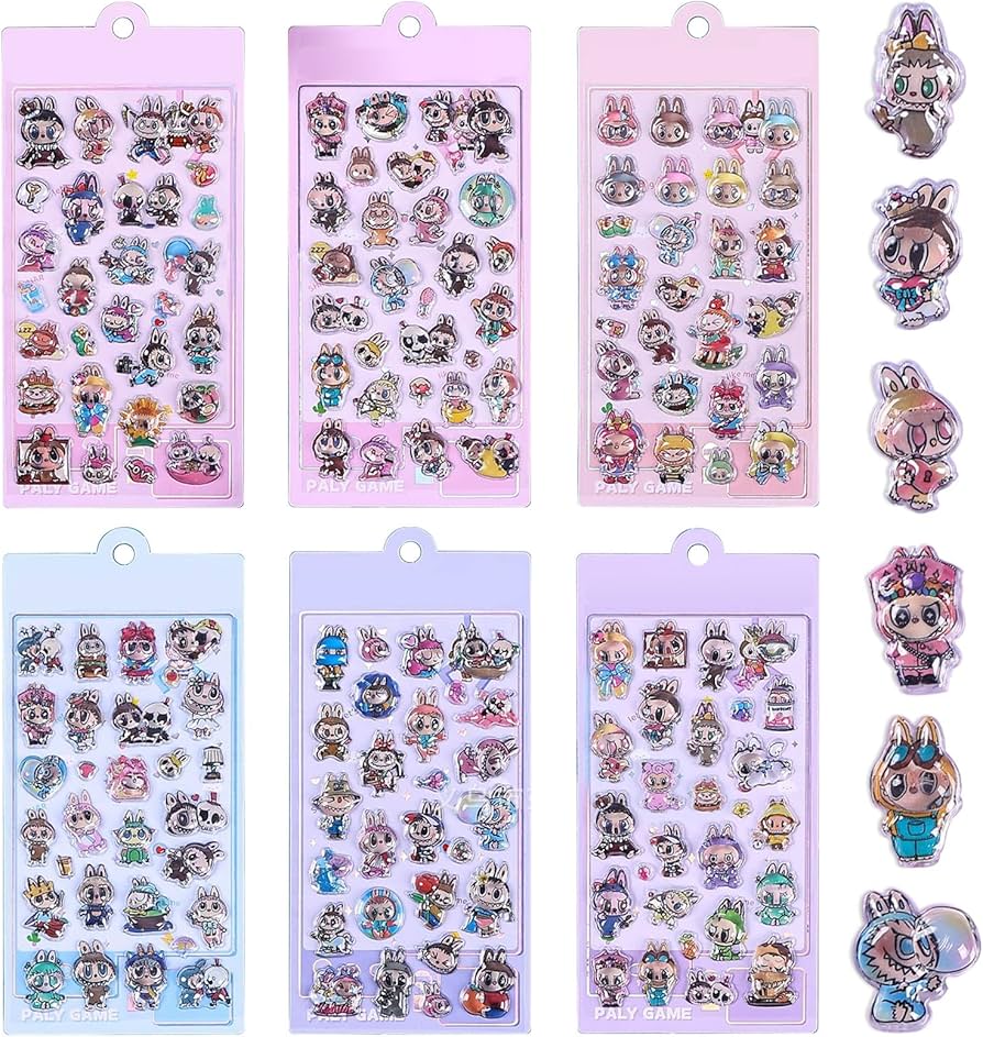 Amazon | 【6枚セット】3dシール ぷくぷくシール ステッカー 中身あり