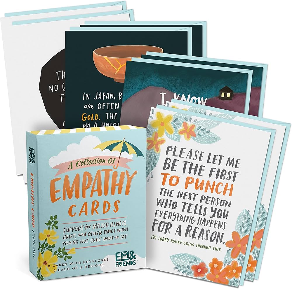 Em & Friends Empathy Cards, Box of 8 Assorted : Em & Friends