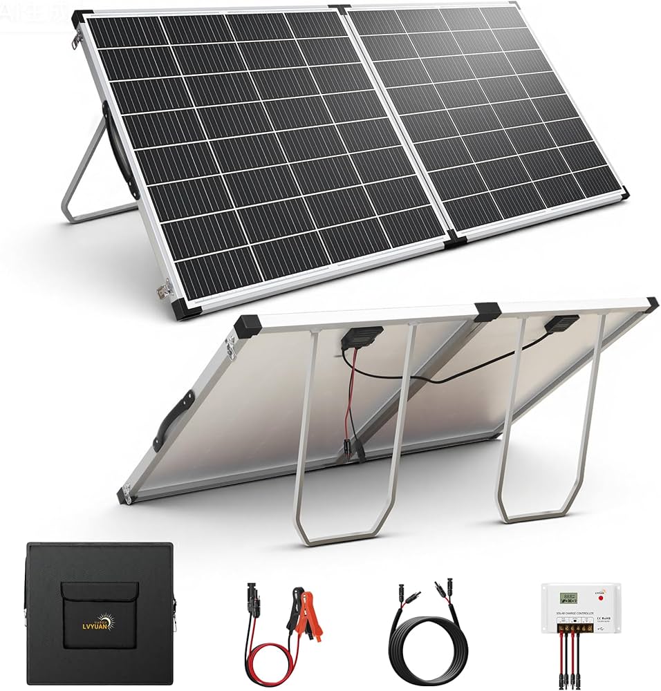 Amazon | LVYUAN ソーラー発電キット 300W 折りたたみ 単結晶 ソーラー