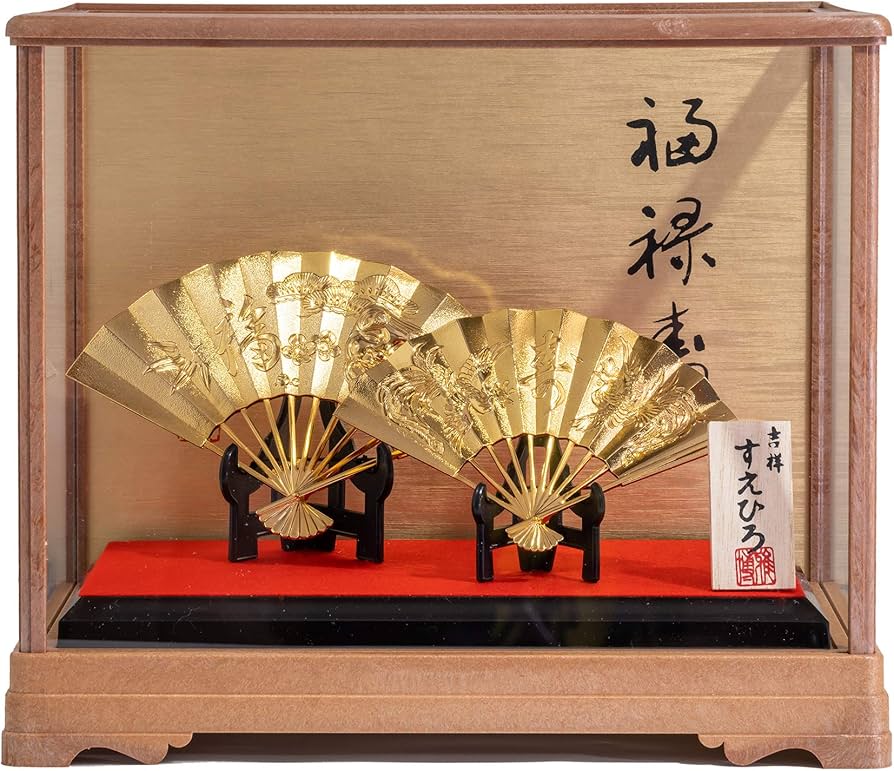 Amazon.co.jp: 吉祥 末広 （金メッキ/24金）＿置物 扇 扇子 高岡銅器
