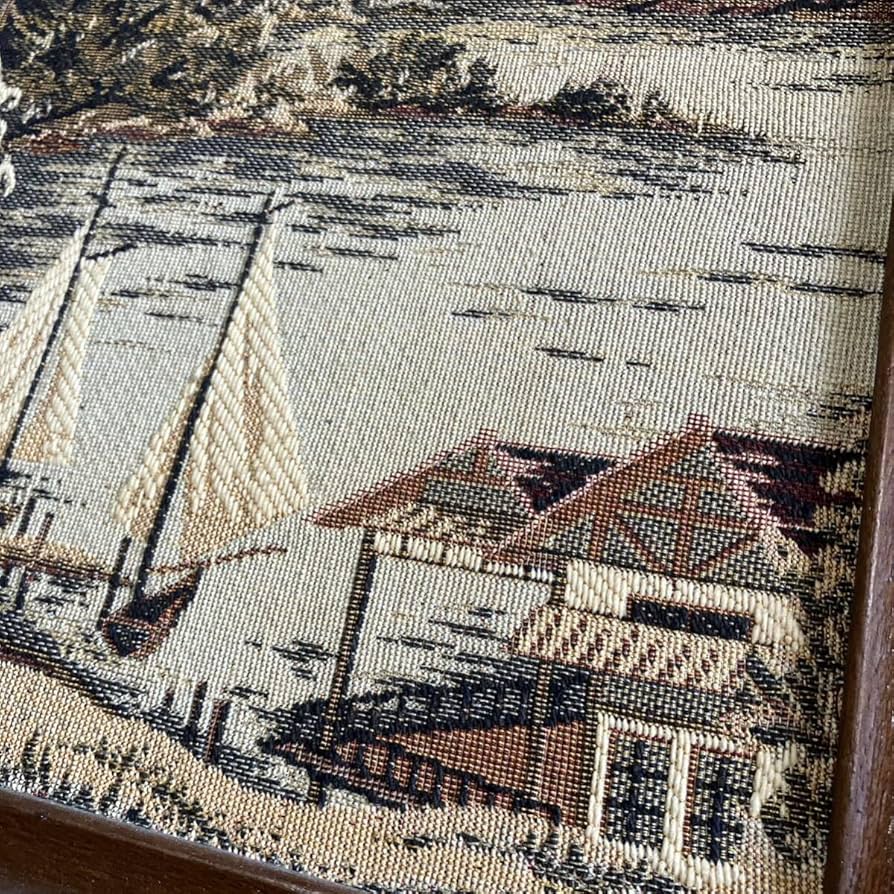 ゴブラン織壁掛けインテリアレトロ額付き風景画