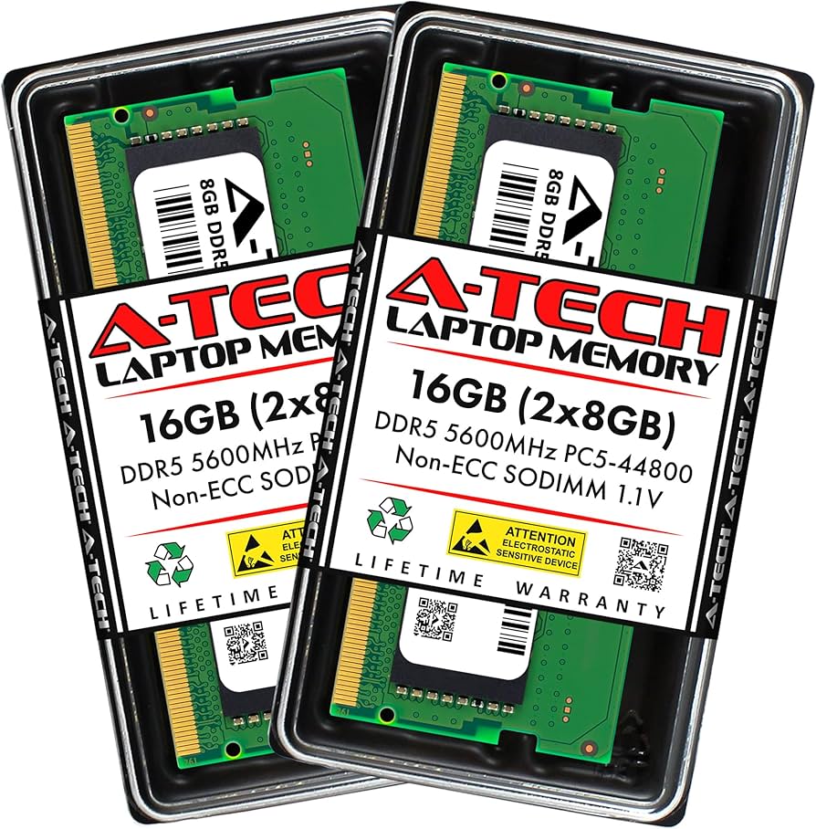 A-Tech 16GB Kit (2x8GB) DDR5 5600MHz PC5-44800 CL46 SODIMM 1.1V