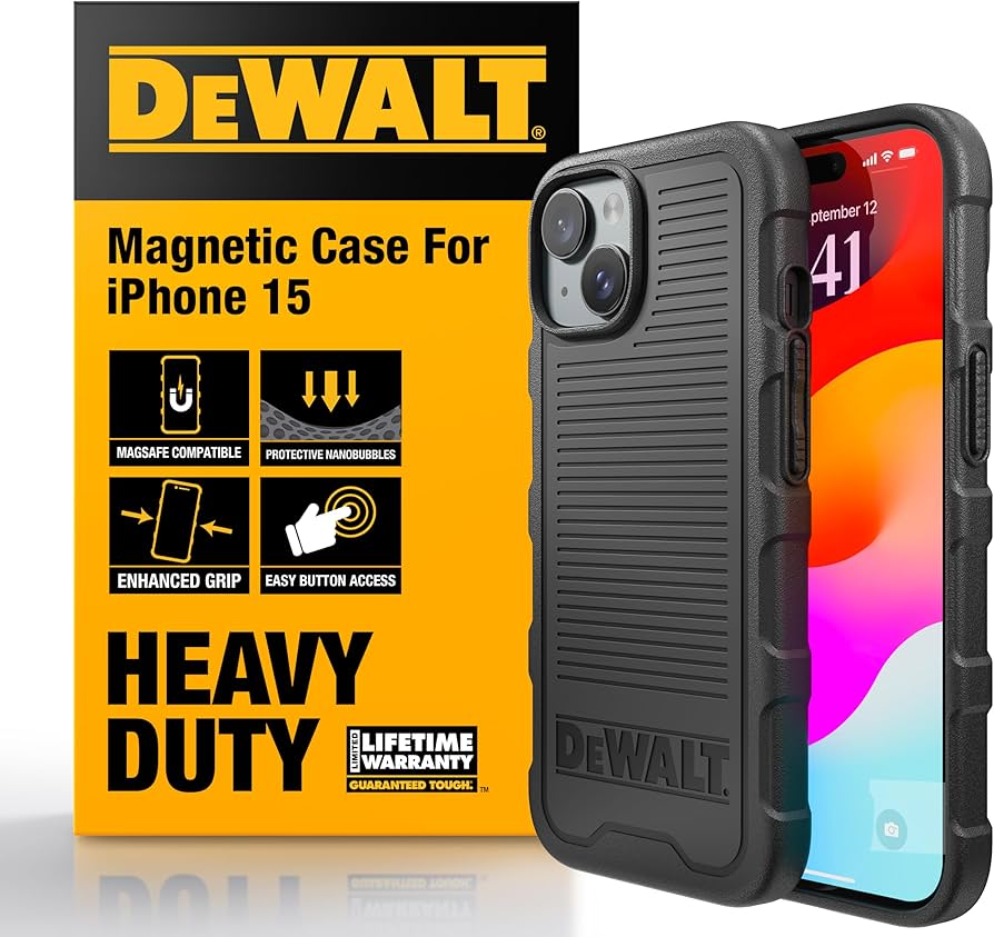 Amazon.com: DEWALT Heavy Duty Strong Magnetic for iPhone 15 Case