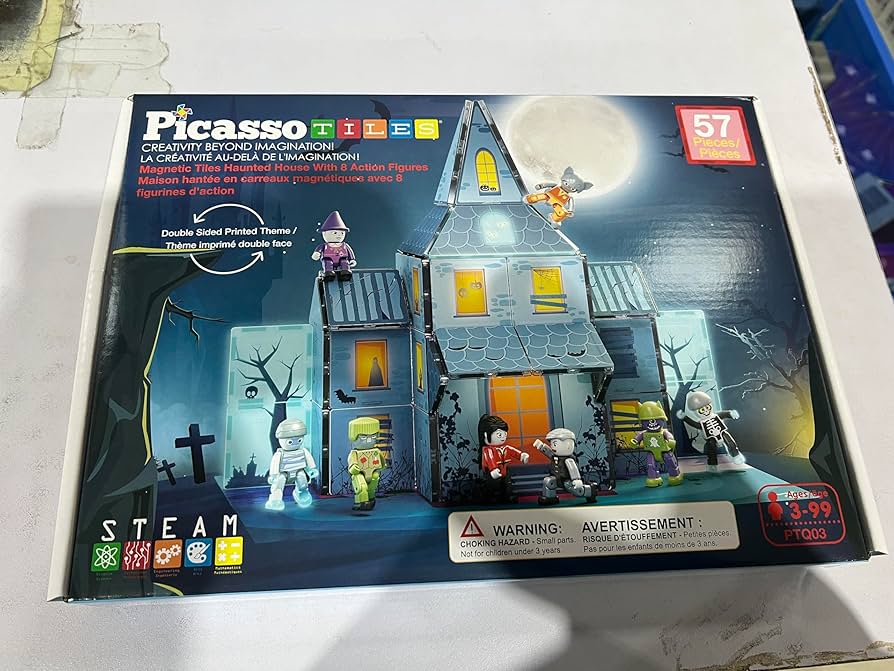 Amazon.com: PicassoTiles Haunted House Theme Magnet Tile Building