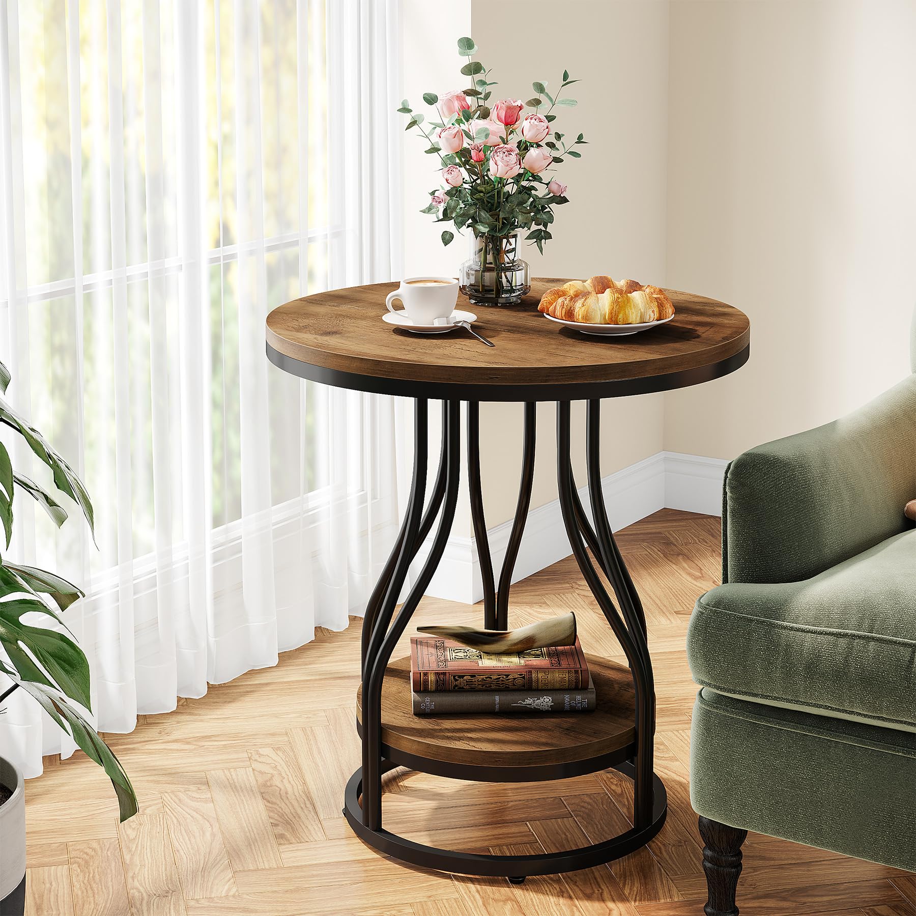 Amazon.com: Tribesigns Round Side End Table 2-Tier End Tables