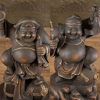 Amazon｜定額山壽量院 祈祷開眼 恵比寿 大⿊天（木製：桧/古美彩色）＿