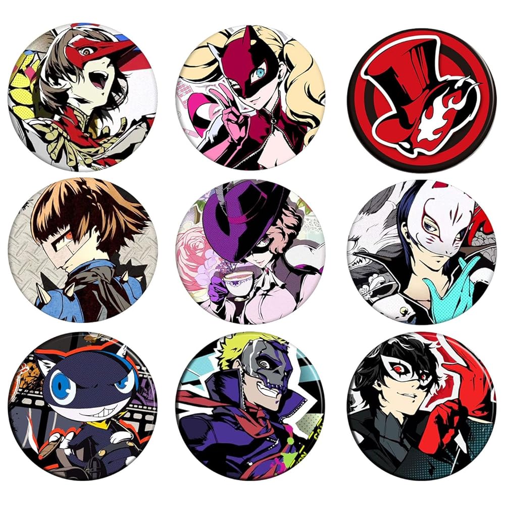 スクウェア缶バッジ ペルソナ5ロイヤル 総攻撃 モルガナ スクウェア缶