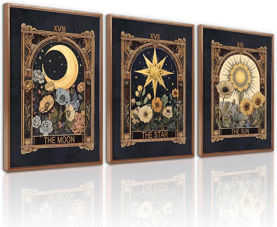 Amazon.com: CHDITB Tarot Card Framed Canvas Wall Art Set Of 3