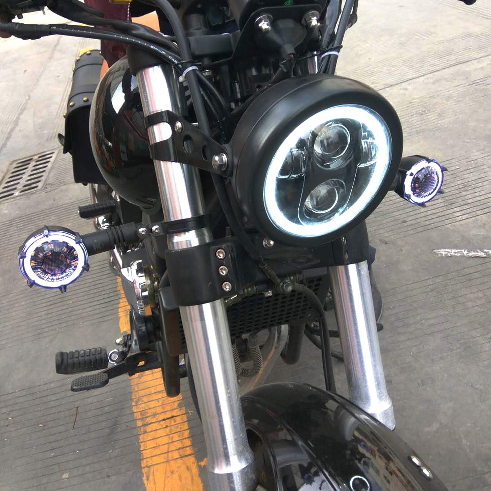 Amazon | オートバイLEDヘッドライト ホワイトDRL付き 5.75インチ