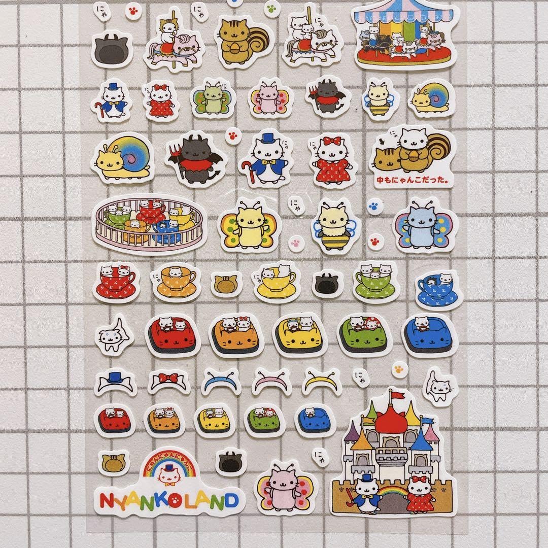 平成レトロ にゃんにゃんにゃんこ にゃんこ温泉 シール 4点セット 平成