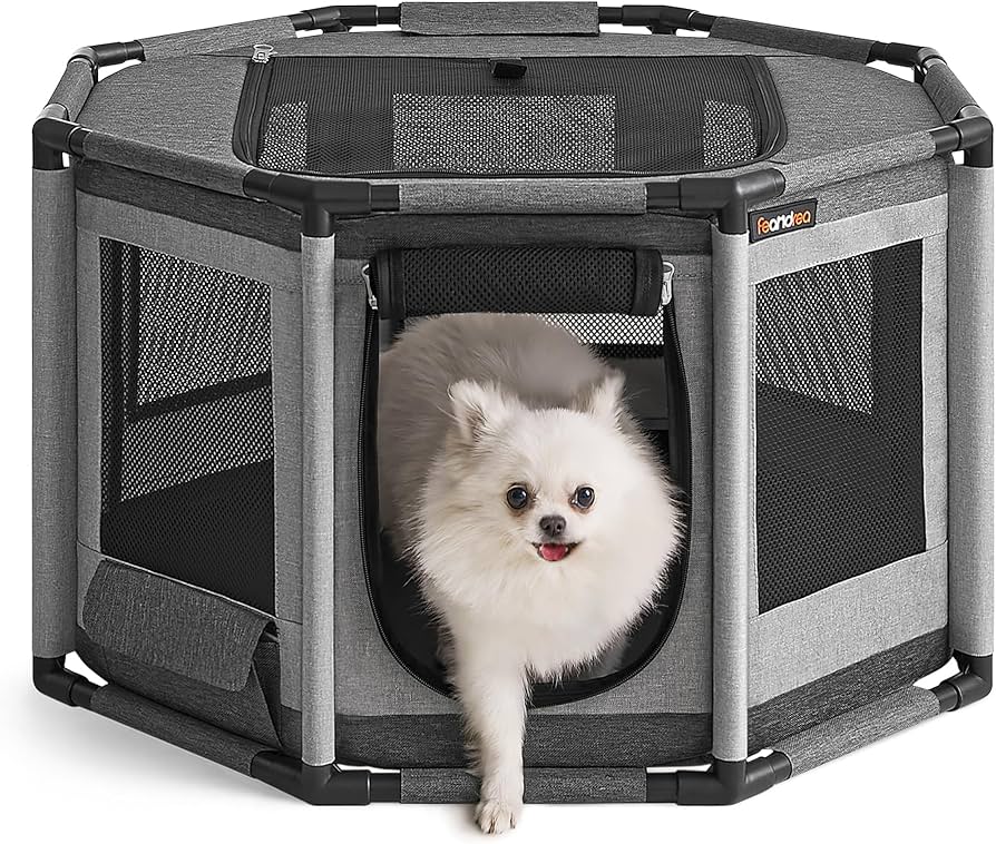 Amazon | FEANDREA ペットサークル 八角形 PVCフレーム 頑丈安定 変形