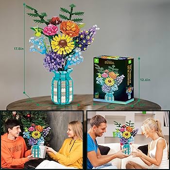 Amazon.com: ZONECYTD Flowers Bouquet Toys Building Blocks Set with