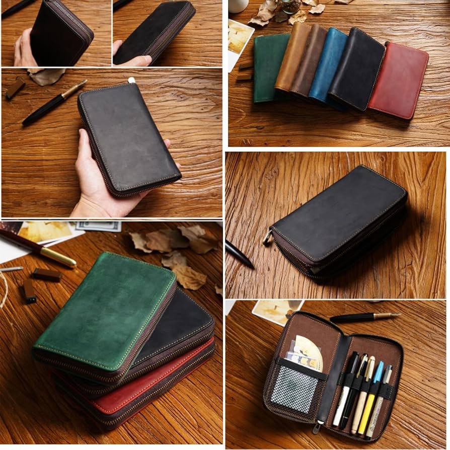 Amazon.co.jp: ペンケース 大容量 レザー 筆箱 万年筆 収納 5本対応 筆