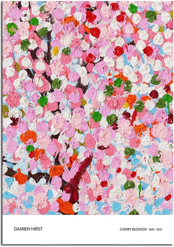 Amazon.co.jp: ダミアンハーストポスター桜キャンバス壁アート抽象絵画