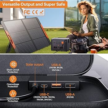 Amazon | ZOUPW 100W ポータブルソーラーパネル 単結晶折りたたみ式