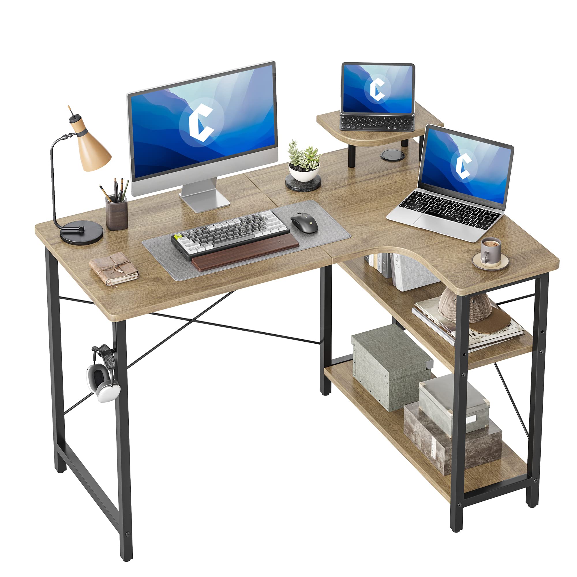 Amazon | CubiCubi l字デスク パソコンデスク 机pcデスク 幅110cm