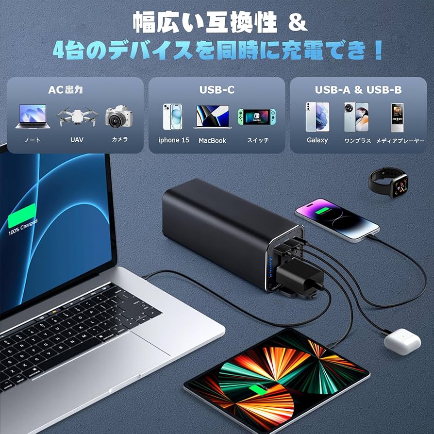 Amazon | KINGBERIWI ポータブル電源 AC出力対応 モバイルバッテリー