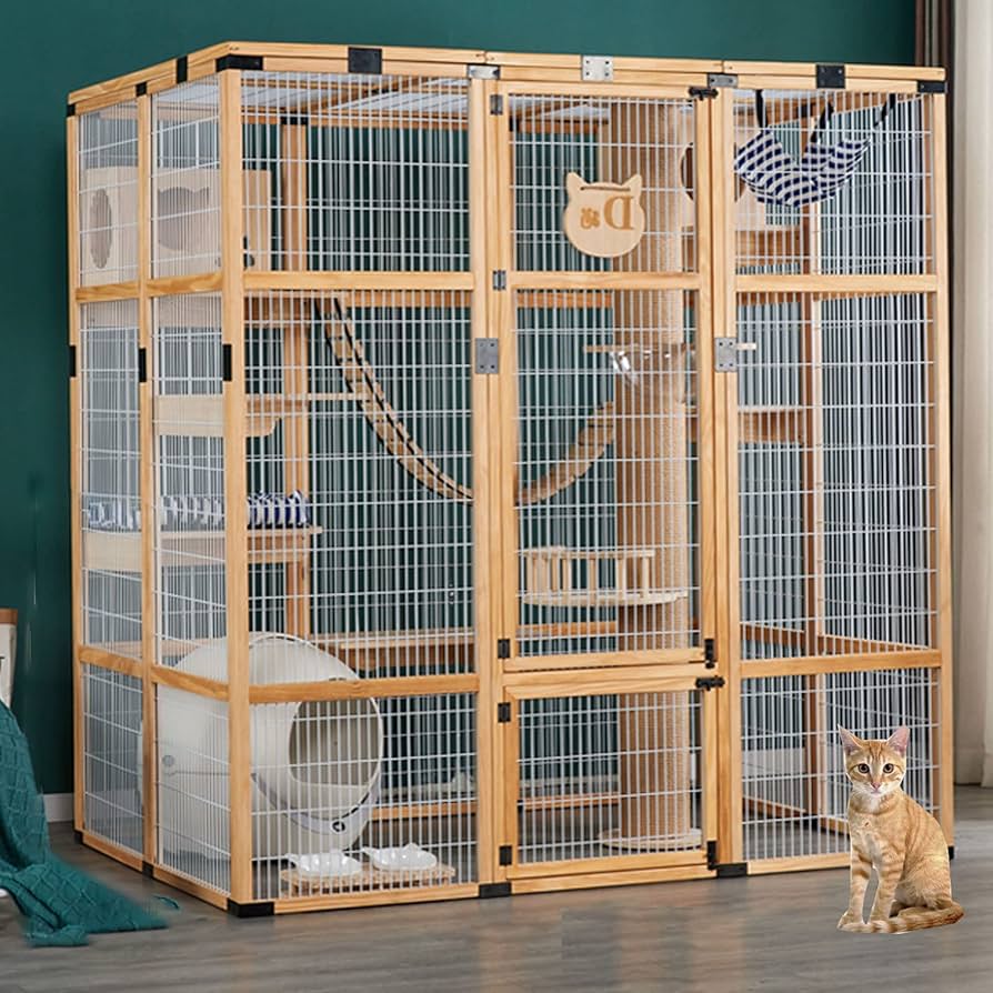 Amazon.co.jp: ケージ 猫 木製 cat cage wood 猫ケージ2段木製 3段