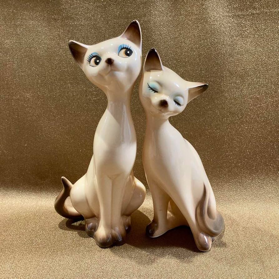 美品】ネコ 猫 シャム猫 陶器 置物 インテリア 工芸品 美術品 A3052